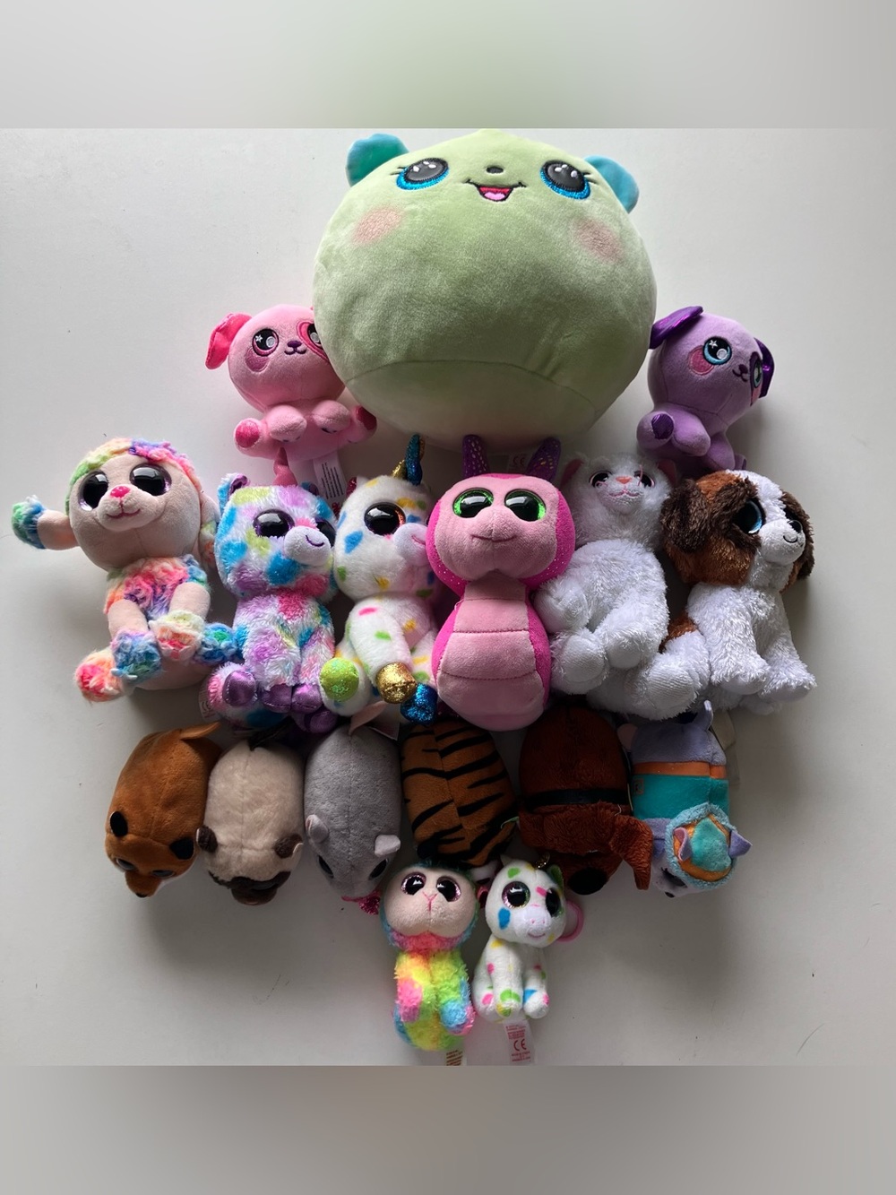 Lot Of 15 TY Beanie Boos 2 Squeezamals & TY Coin Purse Stuffed Animal Bundle